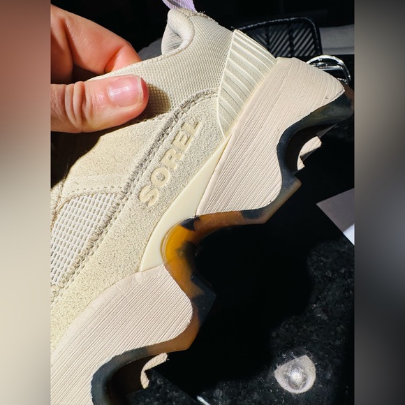 Sorel Kinetic Impact Tortoise Shell Beige Ivory Wonder Lace Sneaker Chunky - Picture 9 of 10